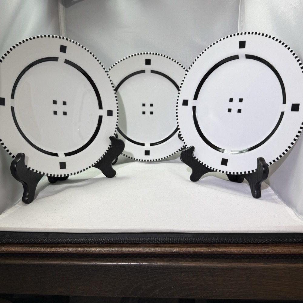 Swid Powell Tuxedo Luncheon Salad Plate 9" Contemporary Minimalist Luxe Elegance